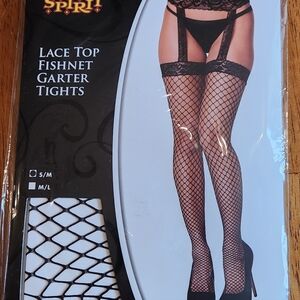 Spirit Lace Top Fishnet Garter Tights